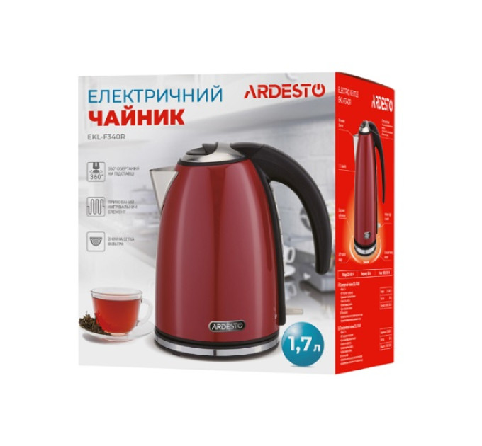 Електрочайник Ardesto EKL-F340R 1.7 літра червоний