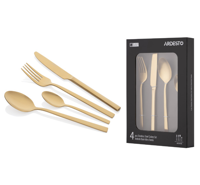 Набір столових приборів 4 пр. Ardesto Black Mars Favola Gold
