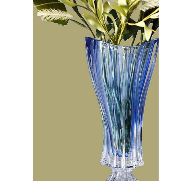 Ваза для цветов на ножке Bohemia Plantica Blue 40 см