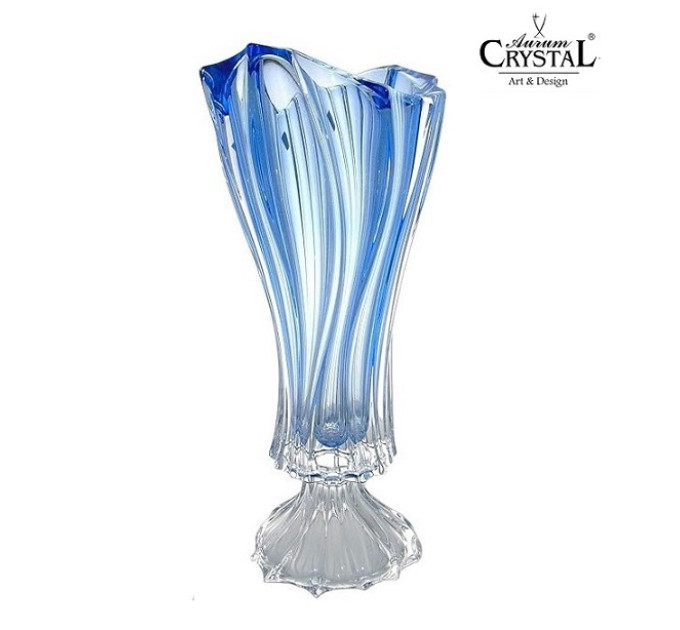 Ваза для цветов на ножке Bohemia Plantica Blue 40 см