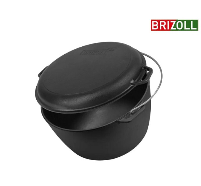 Казан чугунный 8 л с крышкой-сковородой Brizoll KT08-2