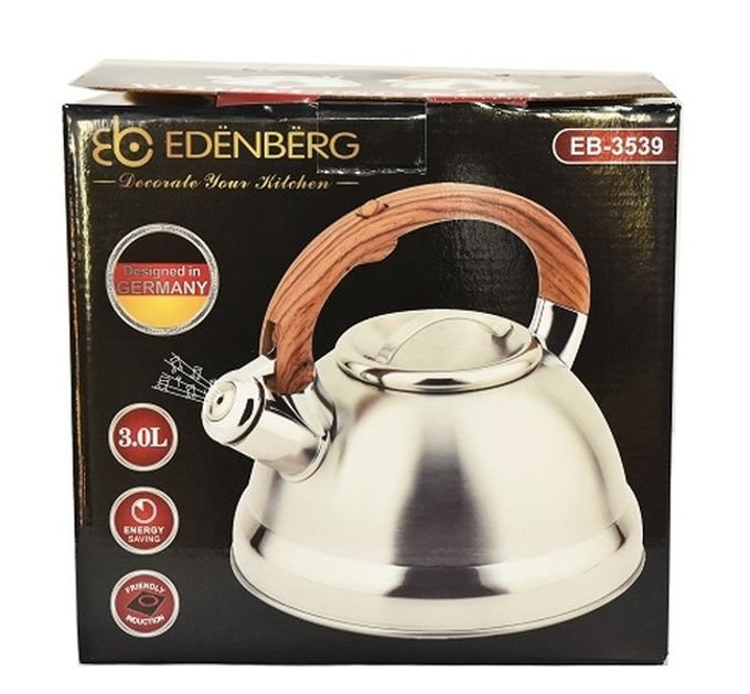 Чайник со свистком 3 л черная ручка Edenberg EB-3539