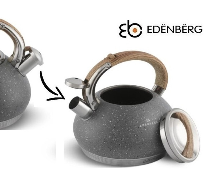 Чайник со свистком серый 3 л Edenberg EB-8811 Gray
