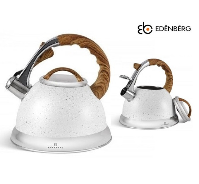 Чайник со свистком 3 л белый Edenberg EB-8852 White