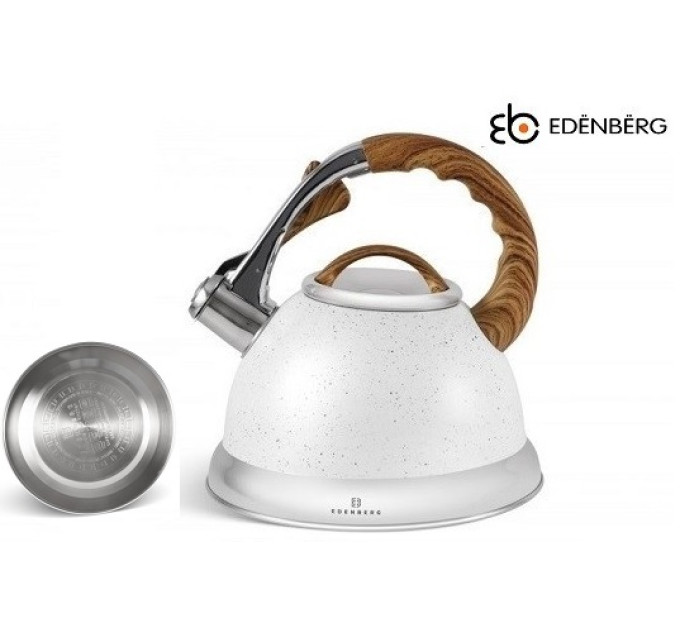 Чайник со свистком 3 л белый Edenberg EB-8852 White
