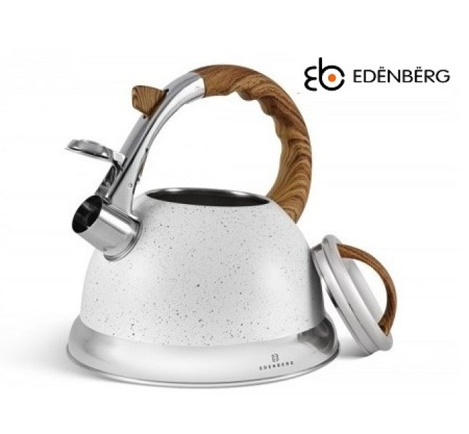 Чайник со свистком 3 л белый Edenberg EB-8852 White