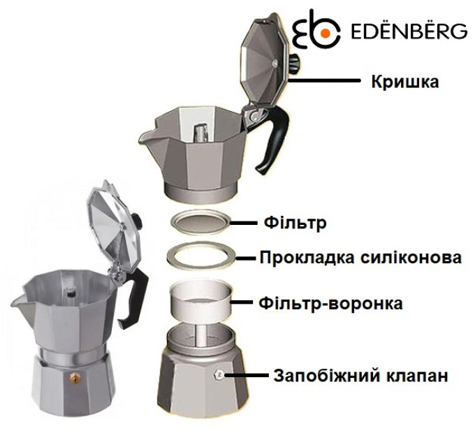 Гейзерная кофеварка на 3 чашки Edenberg EB-3781