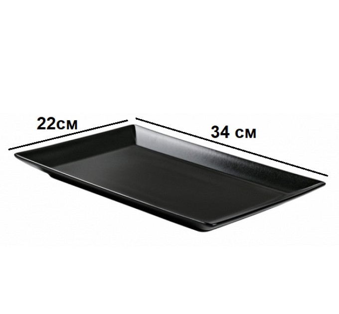 Блюдо прямоугольное черное Ipec Tokyo Black 34*22 см