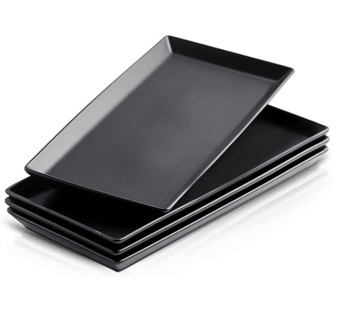 Блюдо прямоугольное черное Ipec Tokyo Black 34*22 см