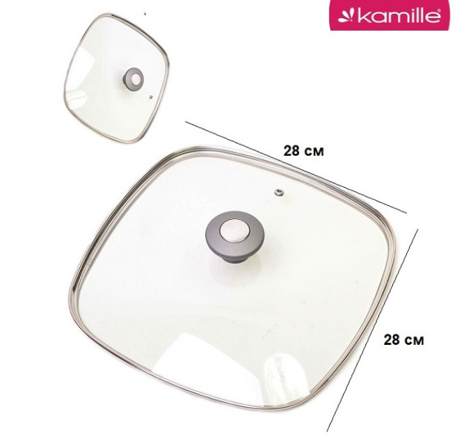 Крышка стеклянная квадратная 28 см Kamille KM-0828GR