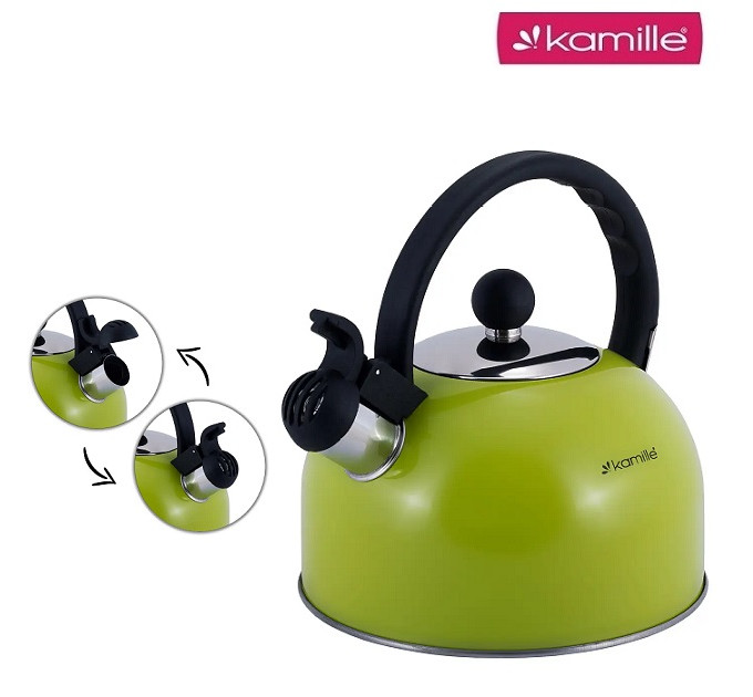 Чайник со свистком на 2.5 л Kamille KM-0679A зеленый
