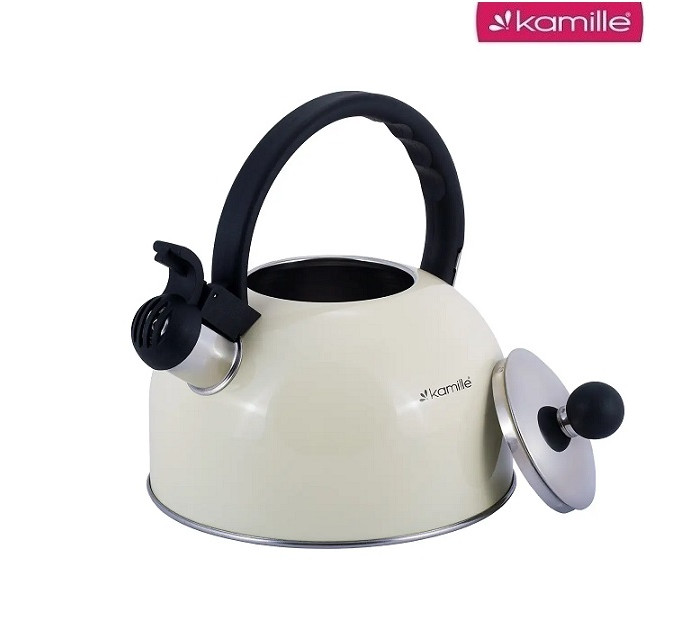 Чайник со свистком бежевый 2.5 л Kamille KM-0679BG