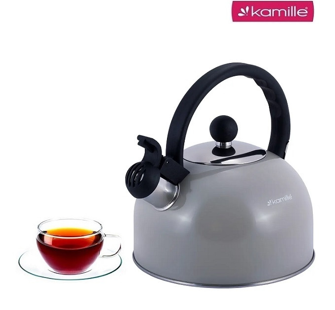 Чайник со свистком на 2.5 л Kamille KM-0679GR серый