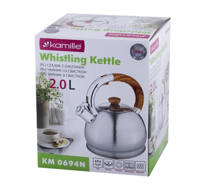 Чайник со свистком для плиты 2 л Kamille KM-0694N