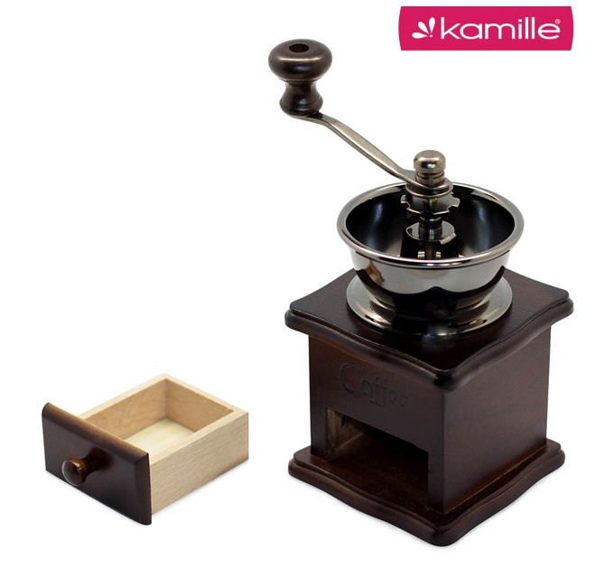 Ручна кавомолка дерев'яна Kamille KM-7018