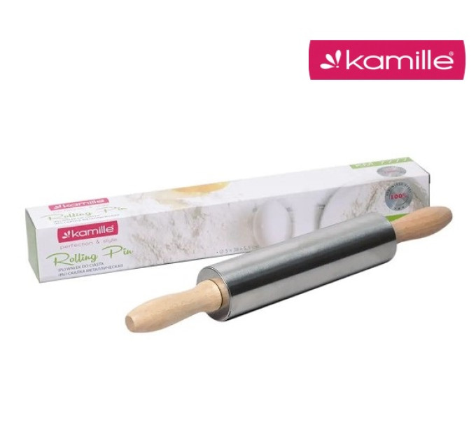 Скалка для теста из нержавейки 38 см Kamille KM-7777