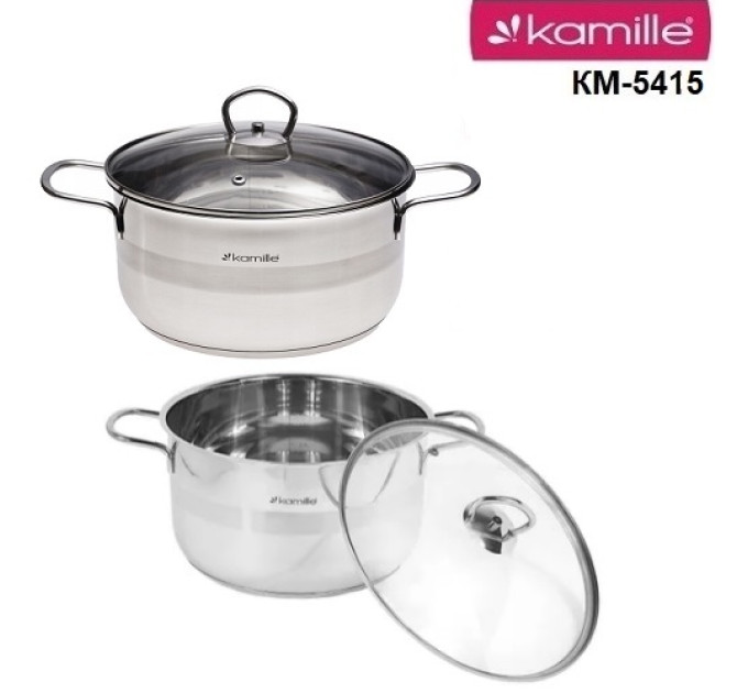 Кастрюля из нержавеющей стали 5.5 л Kamille KM-5415
