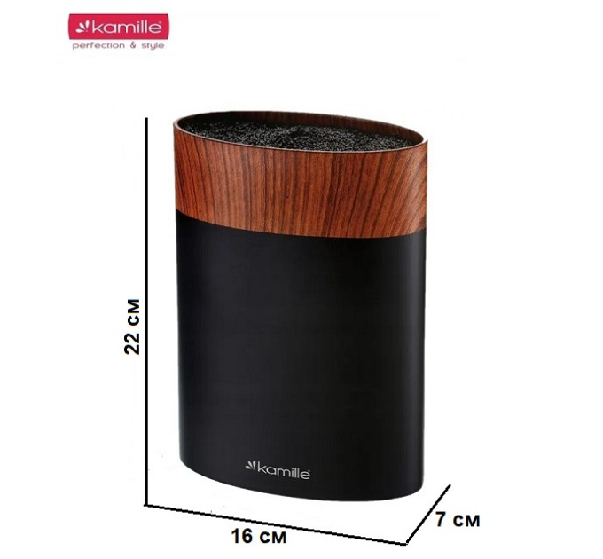 Підставка для ножів Kamille Acacia Black KM-7617