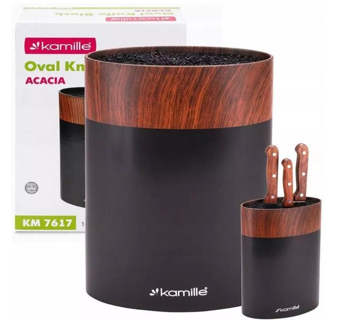 Підставка для ножів Kamille Acacia Black KM-7617