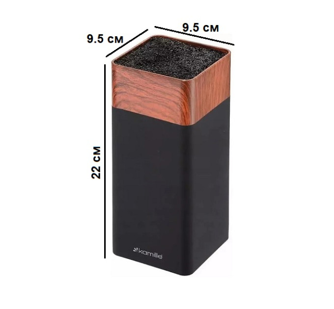 Підставка для ножів Kamille Acacia Black KM-7618