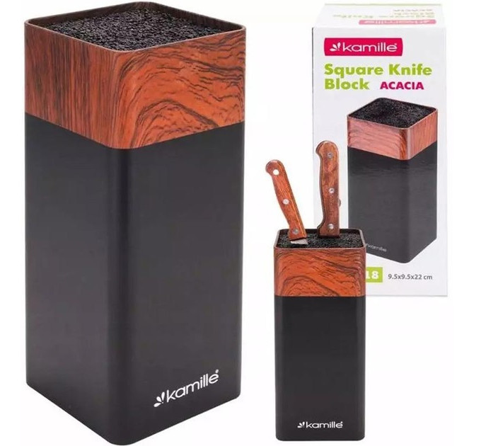 Підставка для ножів Kamille Acacia Black KM-7618