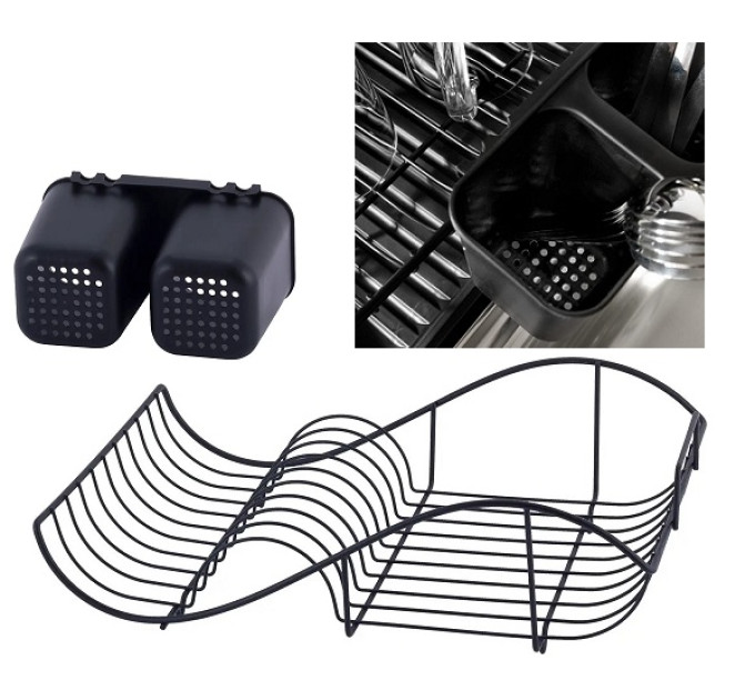 Сушарка для посуду чорна Kamille KM-0761C