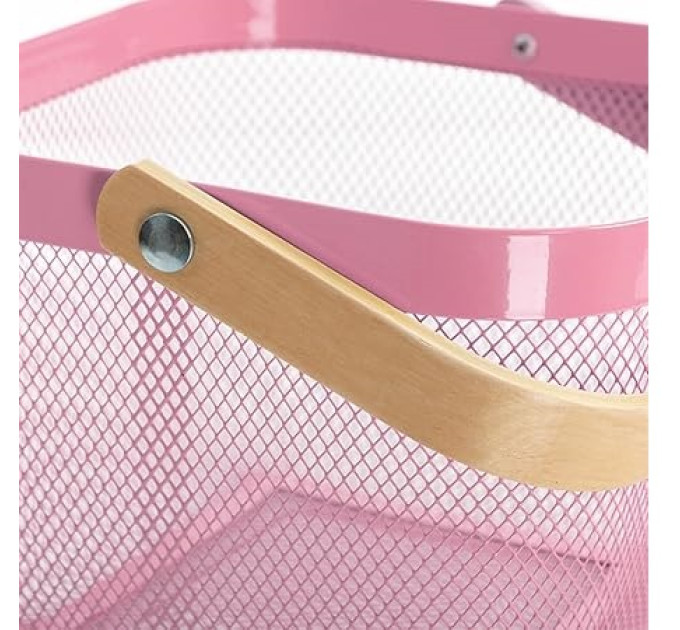 Корзина металлическая с бамбуковой ручкой 92042-Pink