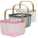 Корзина металлическая с бамбуковой ручкой 92042-Pink