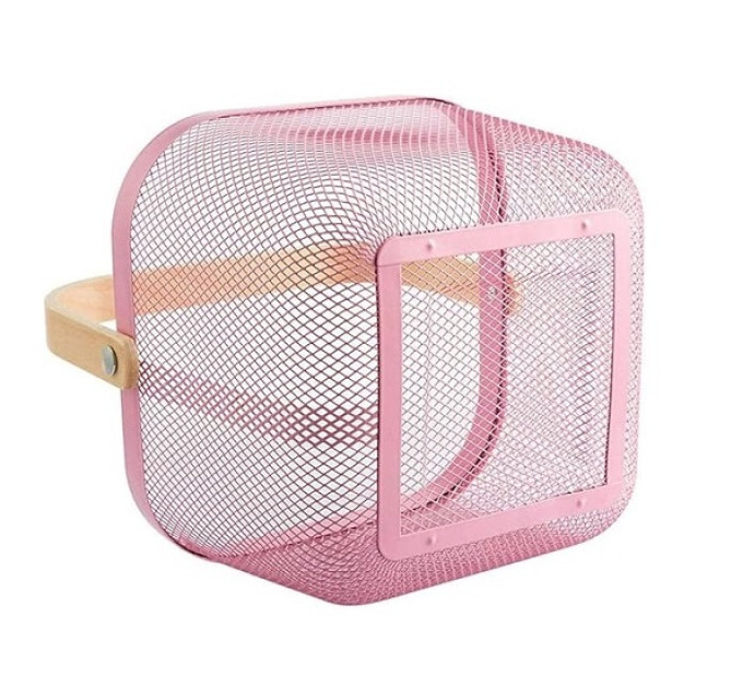 Корзина металлическая с бамбуковой ручкой 92042-Pink