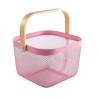 Корзина металлическая с бамбуковой ручкой 92042-Pink