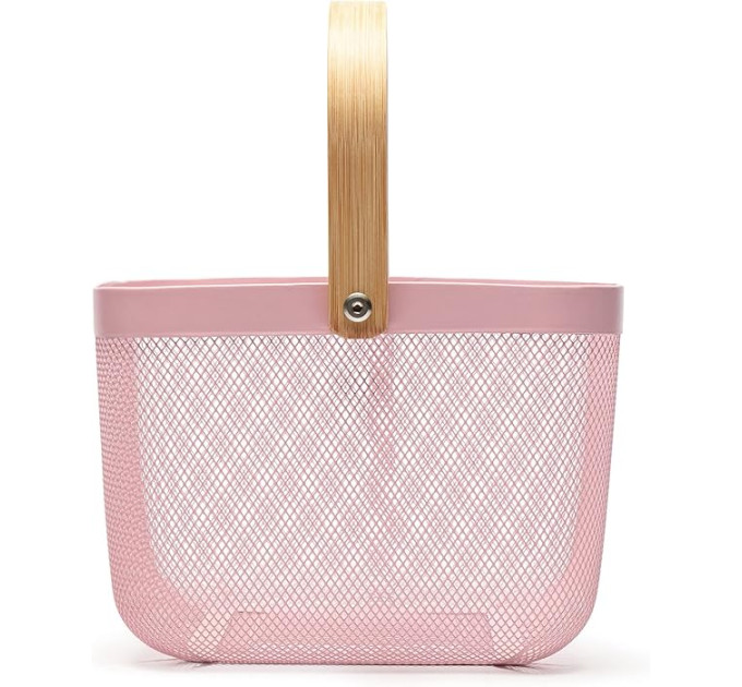 Корзина металлическая с бамбуковой ручкой 92042-Pink